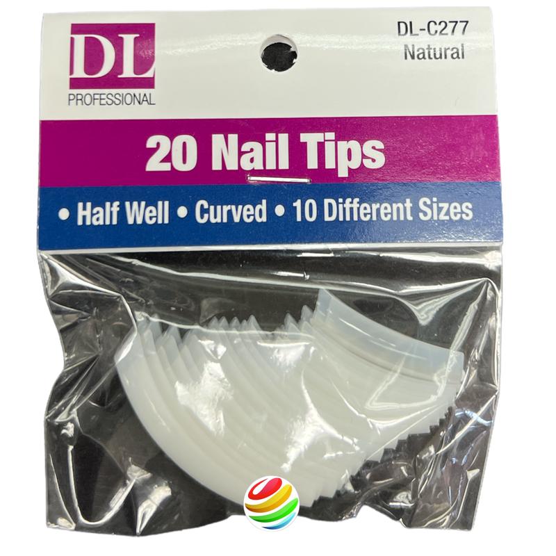 DL Professional Nail Tips Half Well - Curved 10 Different Sizes