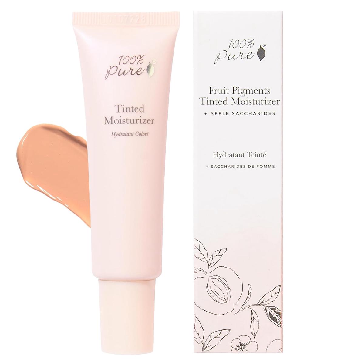 100% PURE Tinted Moisturizer Anti-Aging Face Makeup - Fruit Pigmented Alpine Rose Light to Medium Coverage & Dewy Glow - Lightweight Foundation Fair Skin w/Pink Undertone - Vegan - 1.7 Fl 